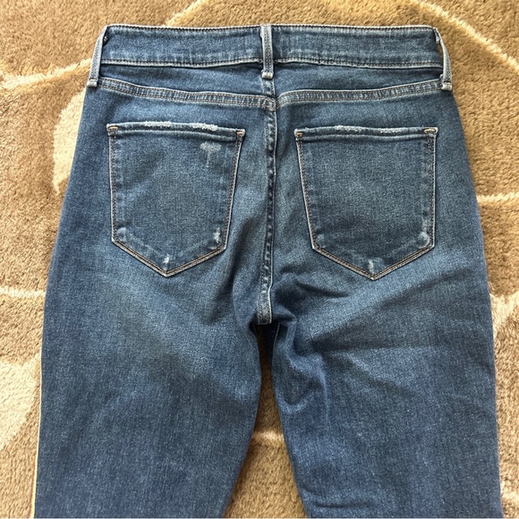 Abercrombie Harper Low Rise Ankle Jeans Denim 26 2R Blue Tan Gold Stripe Raw hem - Picture 2 of 13